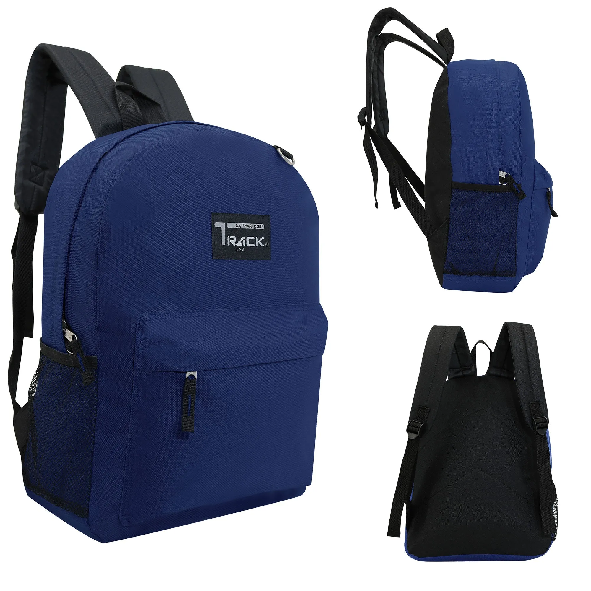 12 Classic 17" Backpacks in Navy Blue & Your Choice of 12 Bulk Hygiene Kits - Wholesale Care Package: Homeless, Emergency, Charity