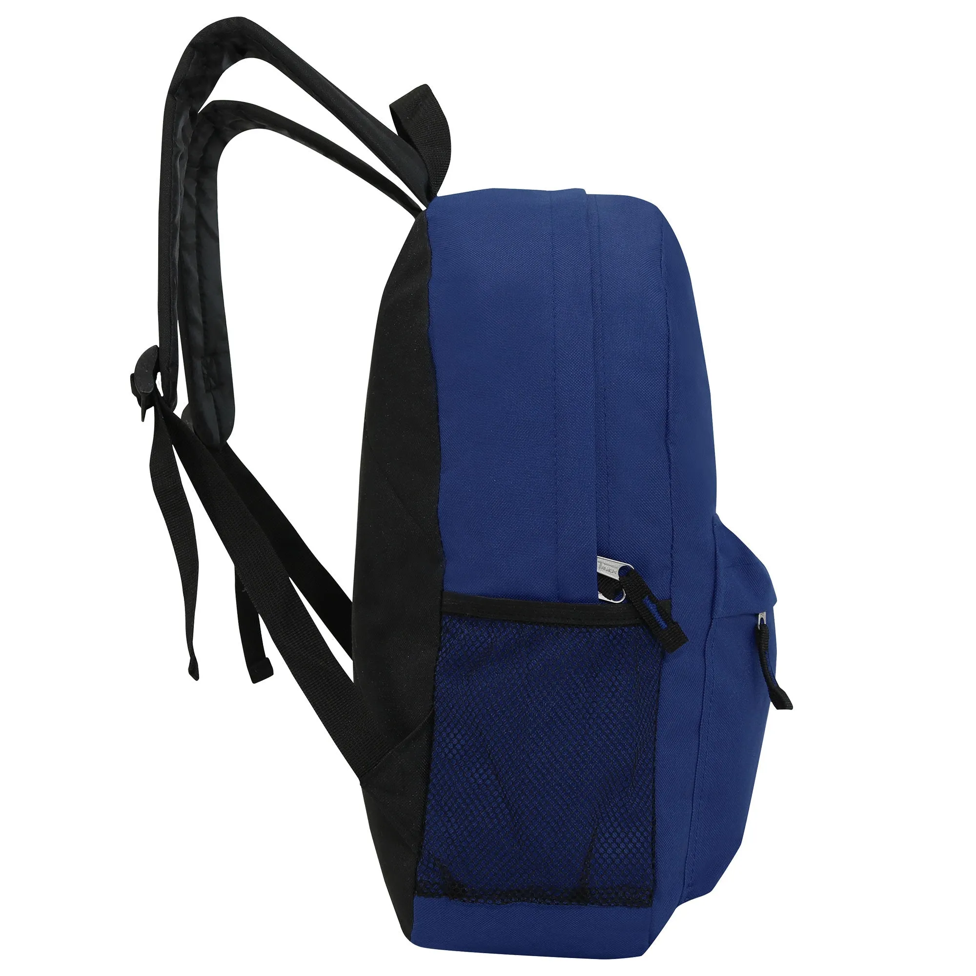 12 Classic 17" Backpacks in Navy Blue & Your Choice of 12 Bulk Hygiene Kits - Wholesale Care Package: Homeless, Emergency, Charity