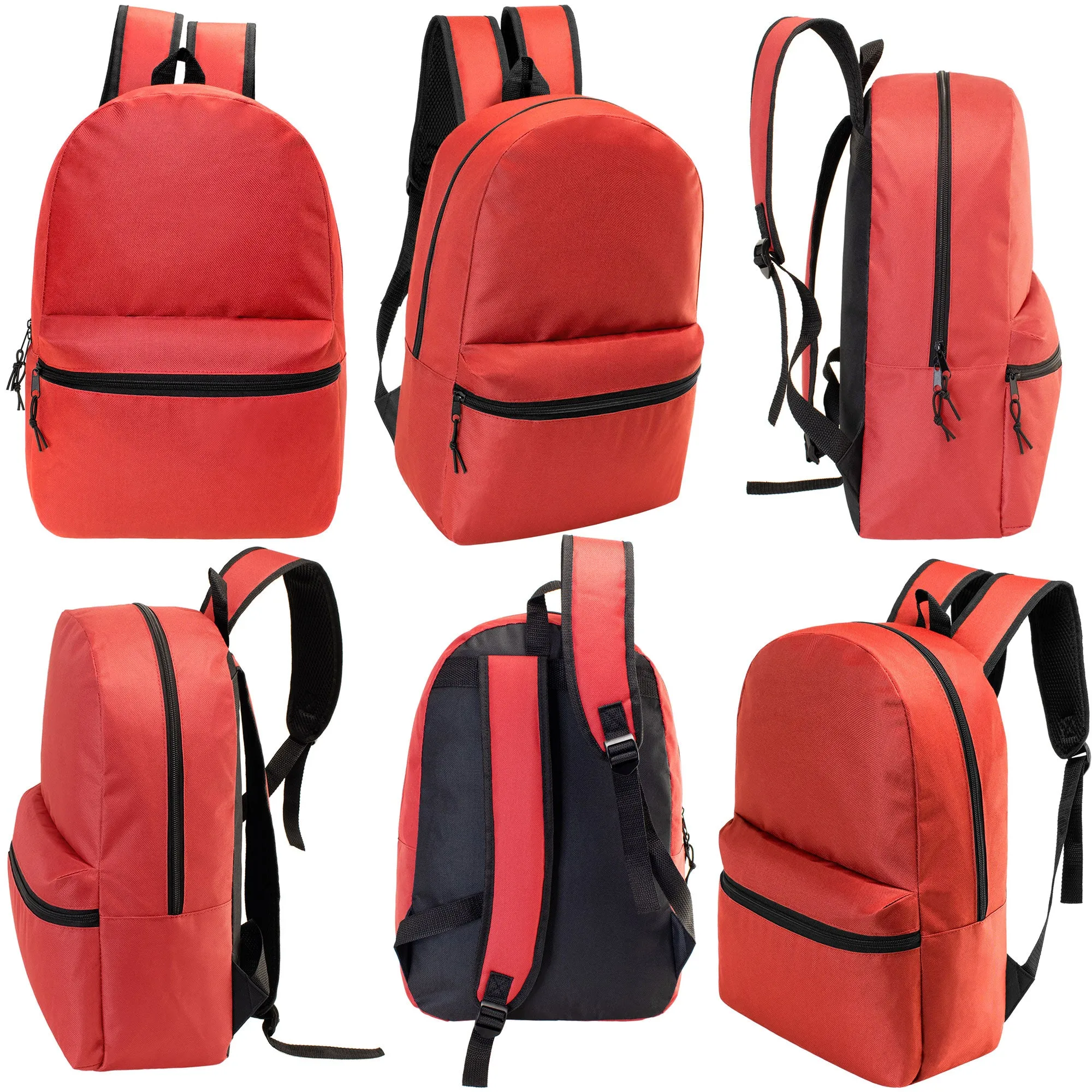 18.5" Basic Wholesale Backpack in 12 Colors - Bulk Case of 24