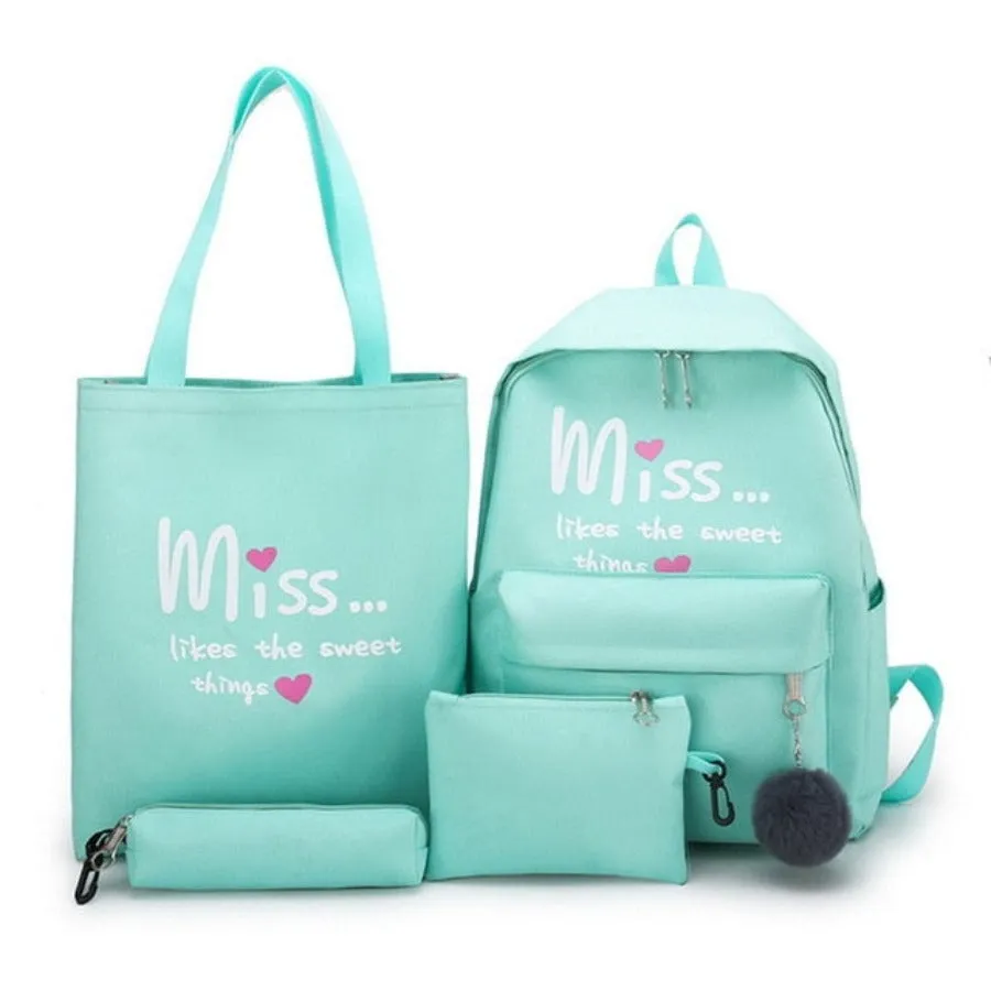 4Pcs Set School Backpack