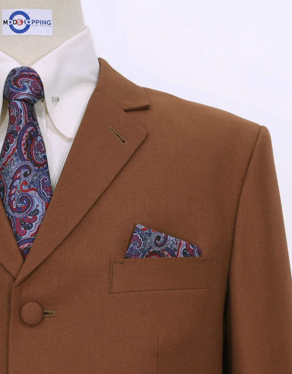 60s Mod Fashion Burnt Orange Suit