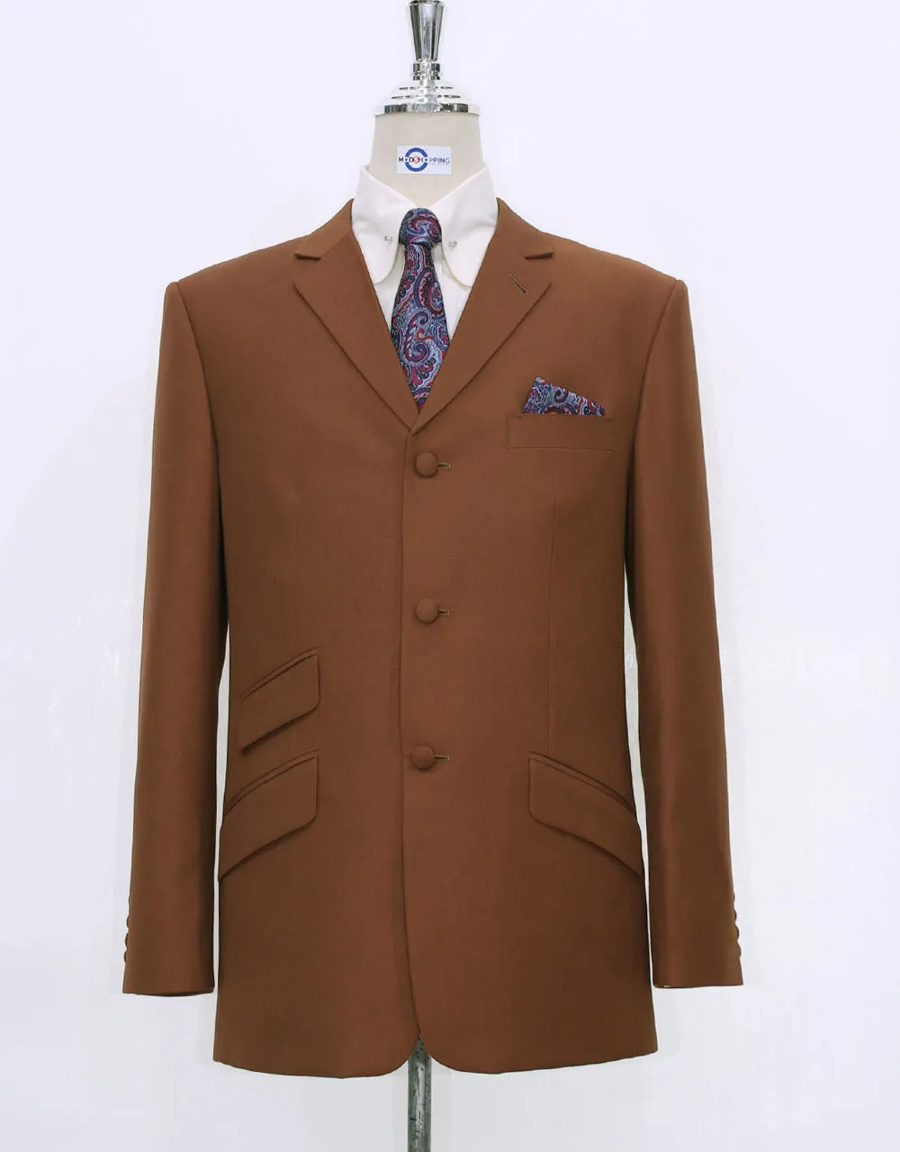 60s Mod Fashion Burnt Orange Suit