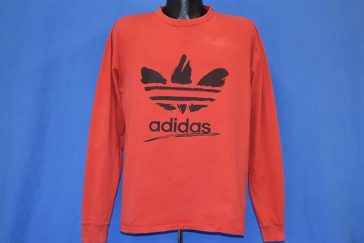 80s Adidas Trefoil Logo Red Long Sleeve t-shirt Extra Large