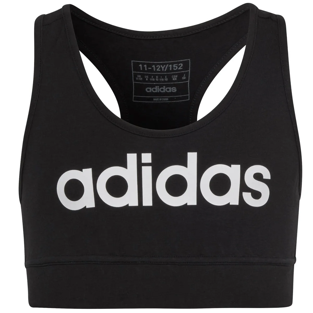 adidas Essentials Linear Logo Cotton Sports Bra - Girls - Black/White