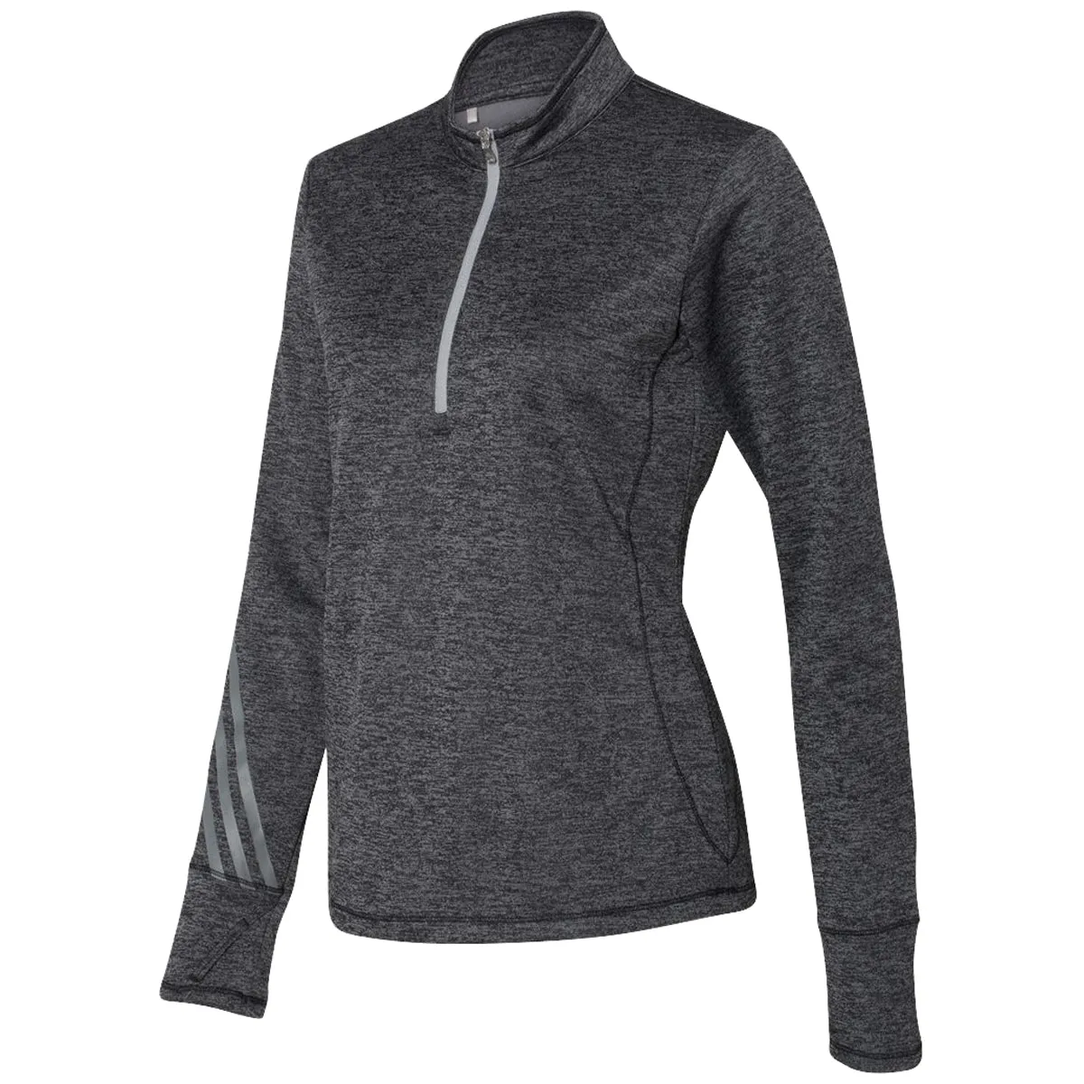 adidas Golf Women's Black Heather/Mid Grey Brushed Terry Heather Quarter-Zip