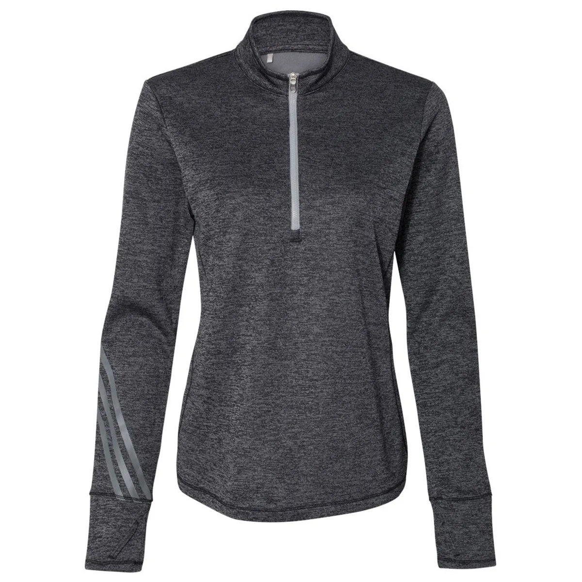 adidas Golf Women's Black Heather/Mid Grey Brushed Terry Heather Quarter-Zip