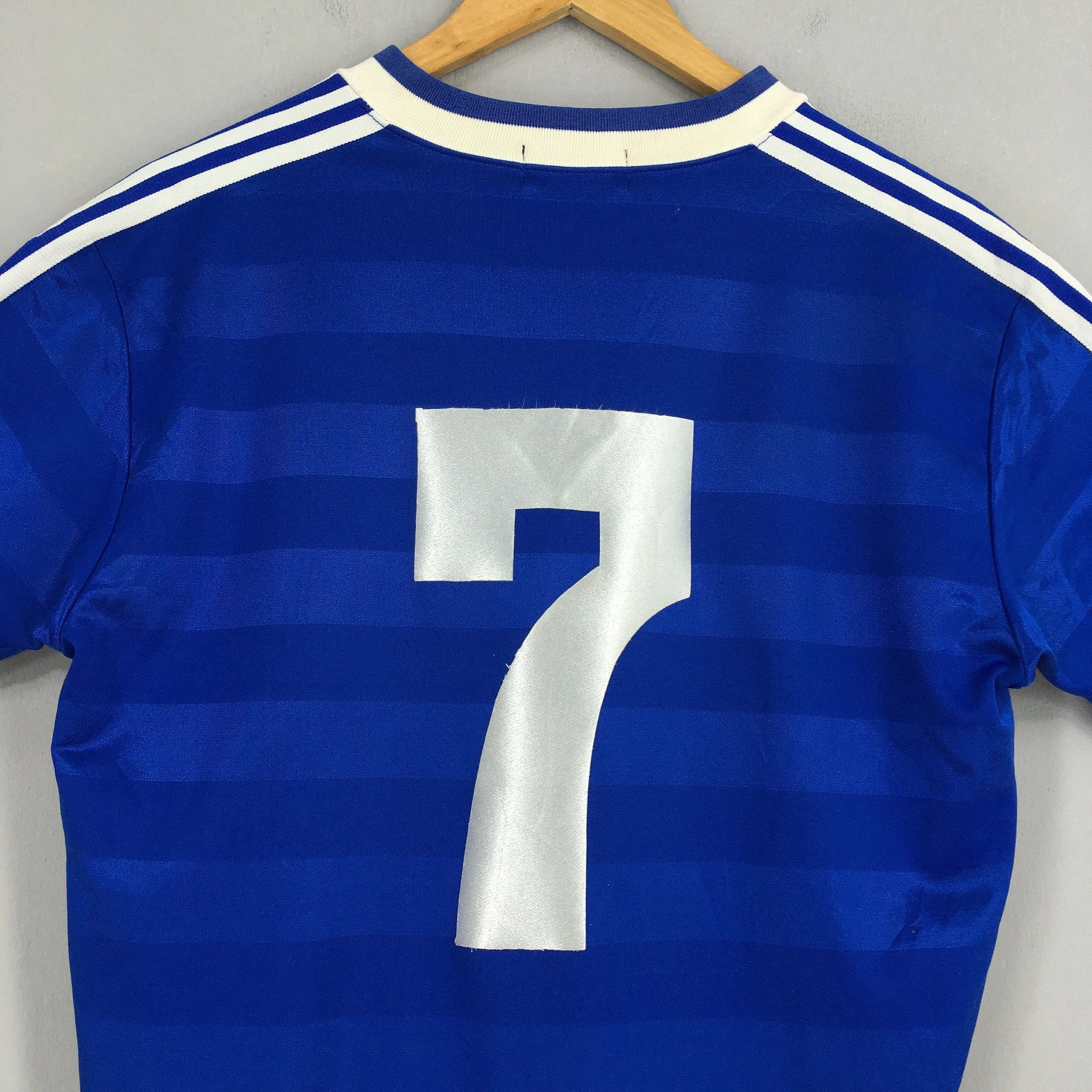 Adidas Trefoil #7 Blue Stripes Jersey Medium