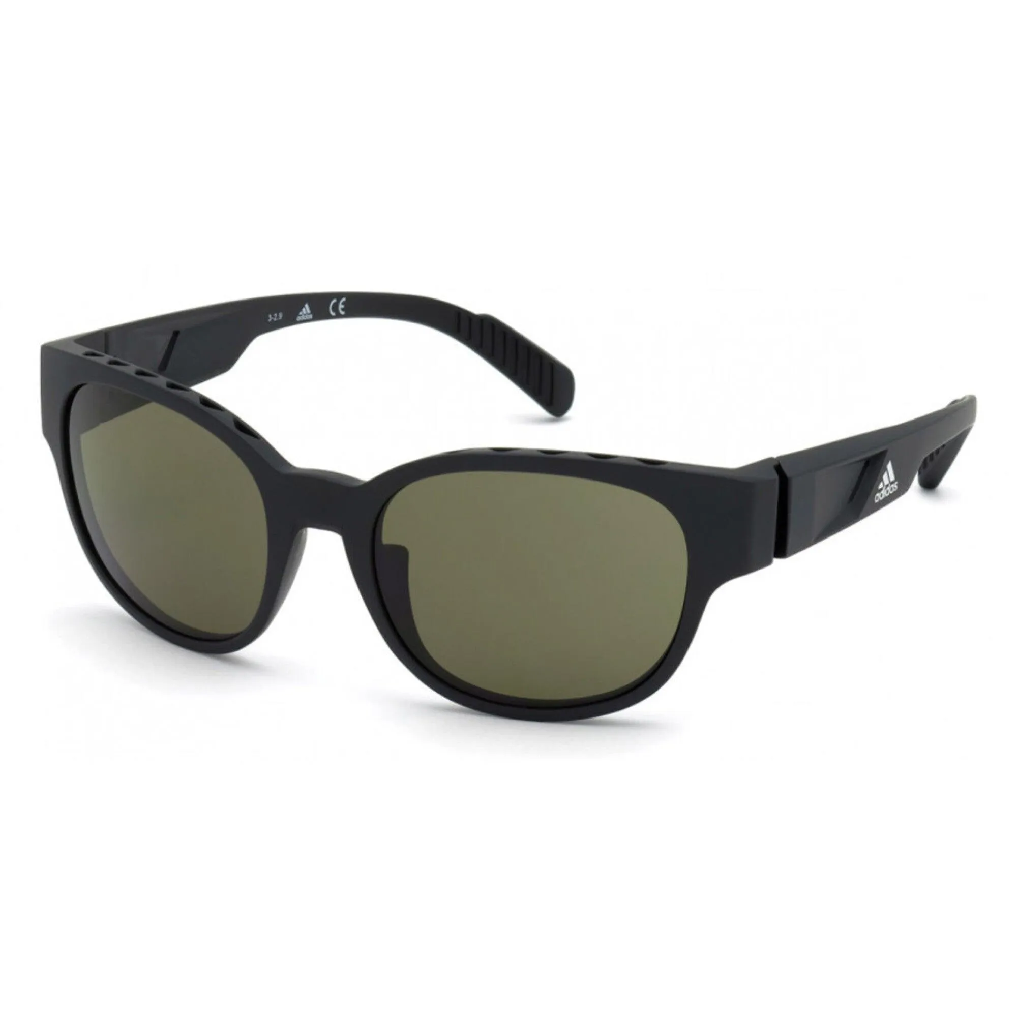 Adidas Unisex Sunglasses - Matte Black Plastic Frame Green Lens | ADIDAS SP0009 02N