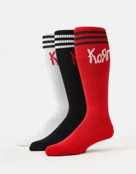 adidas x Korn 3 Pack Socks - White/Black/Better Scarlet