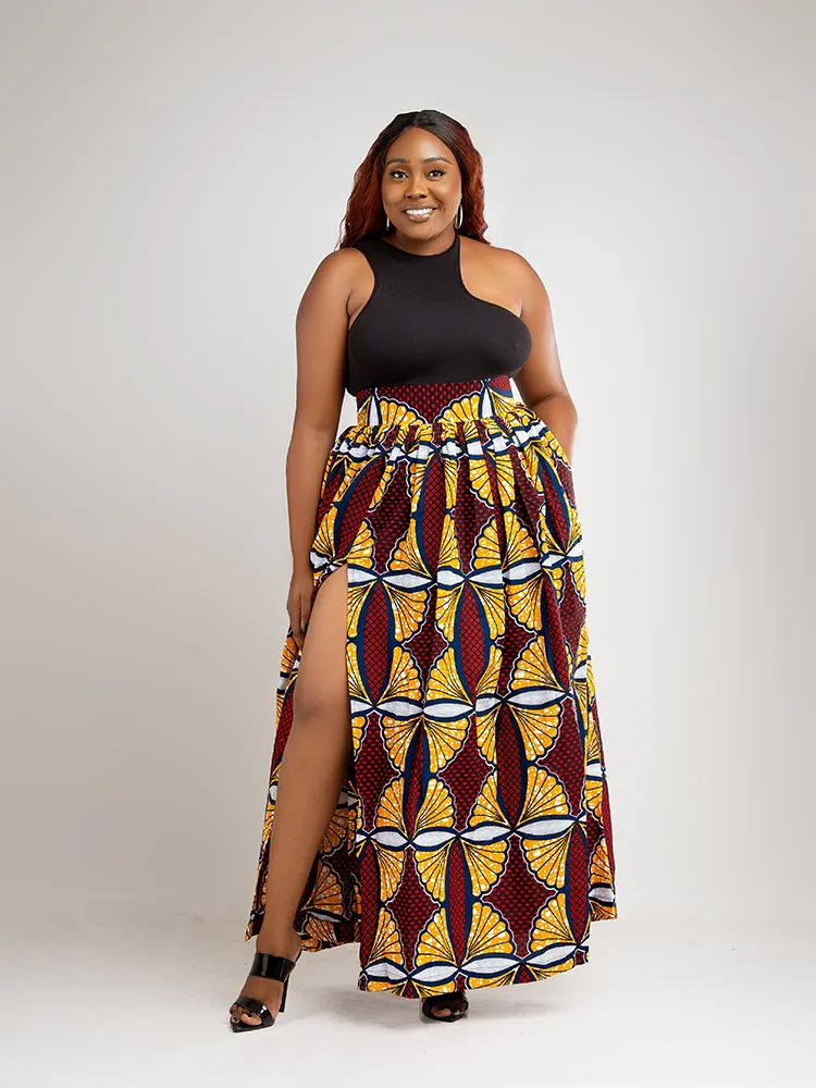 African Print High slit Bella Maxi Skirt