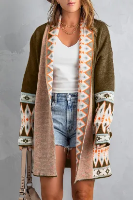 Aztec Print Knitted Cardigan