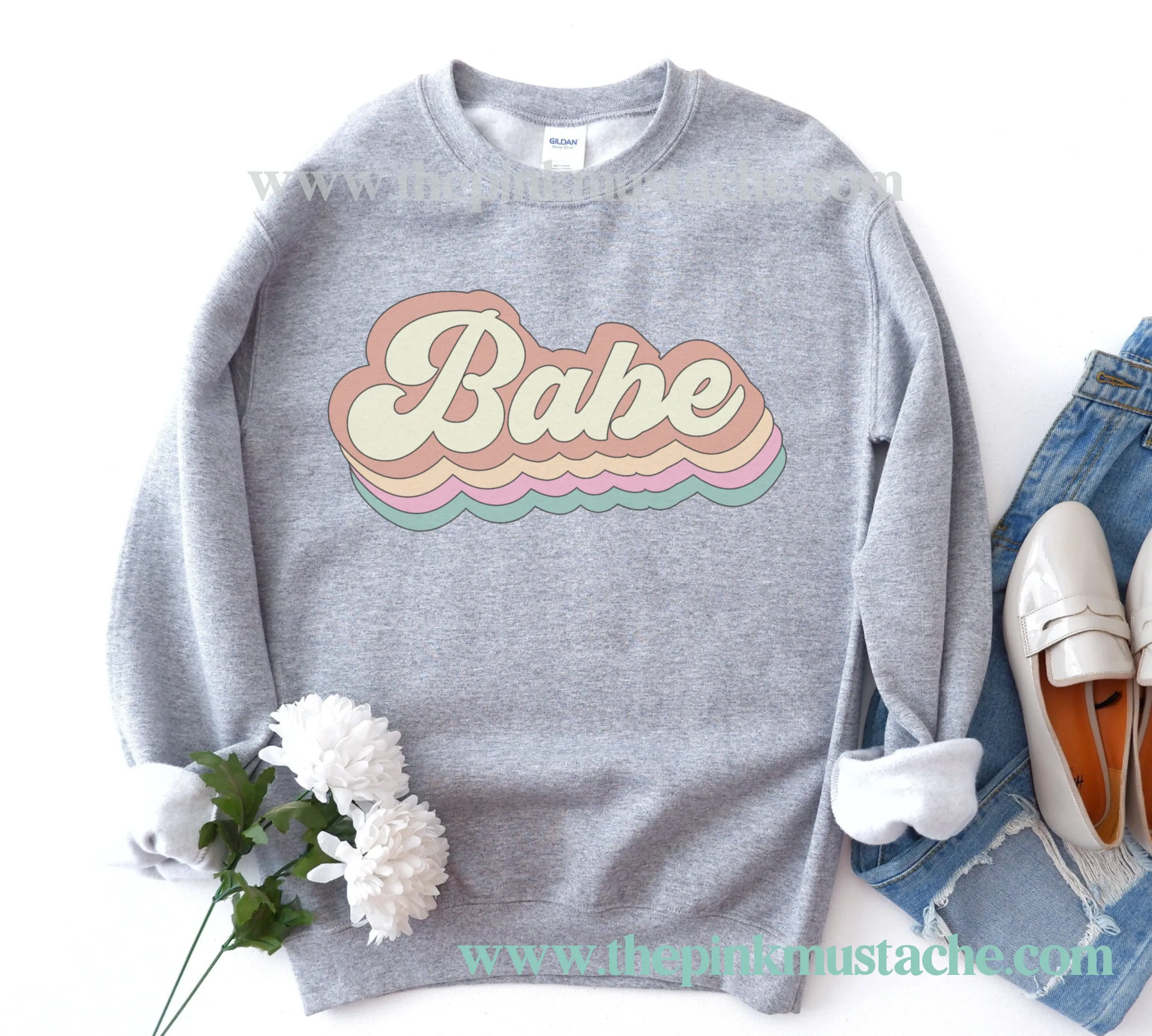 Babe Retro Oversized Sweatshirts/ Unisex sized Sweatshirts/ DTG printed Sweatshirts