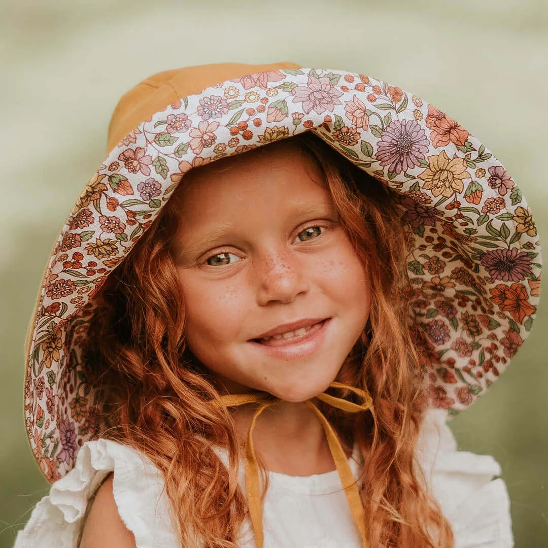 Bedhead: Sightseer Girls Reversible Wide Brimmed Sun Bonnet Matilda Maize