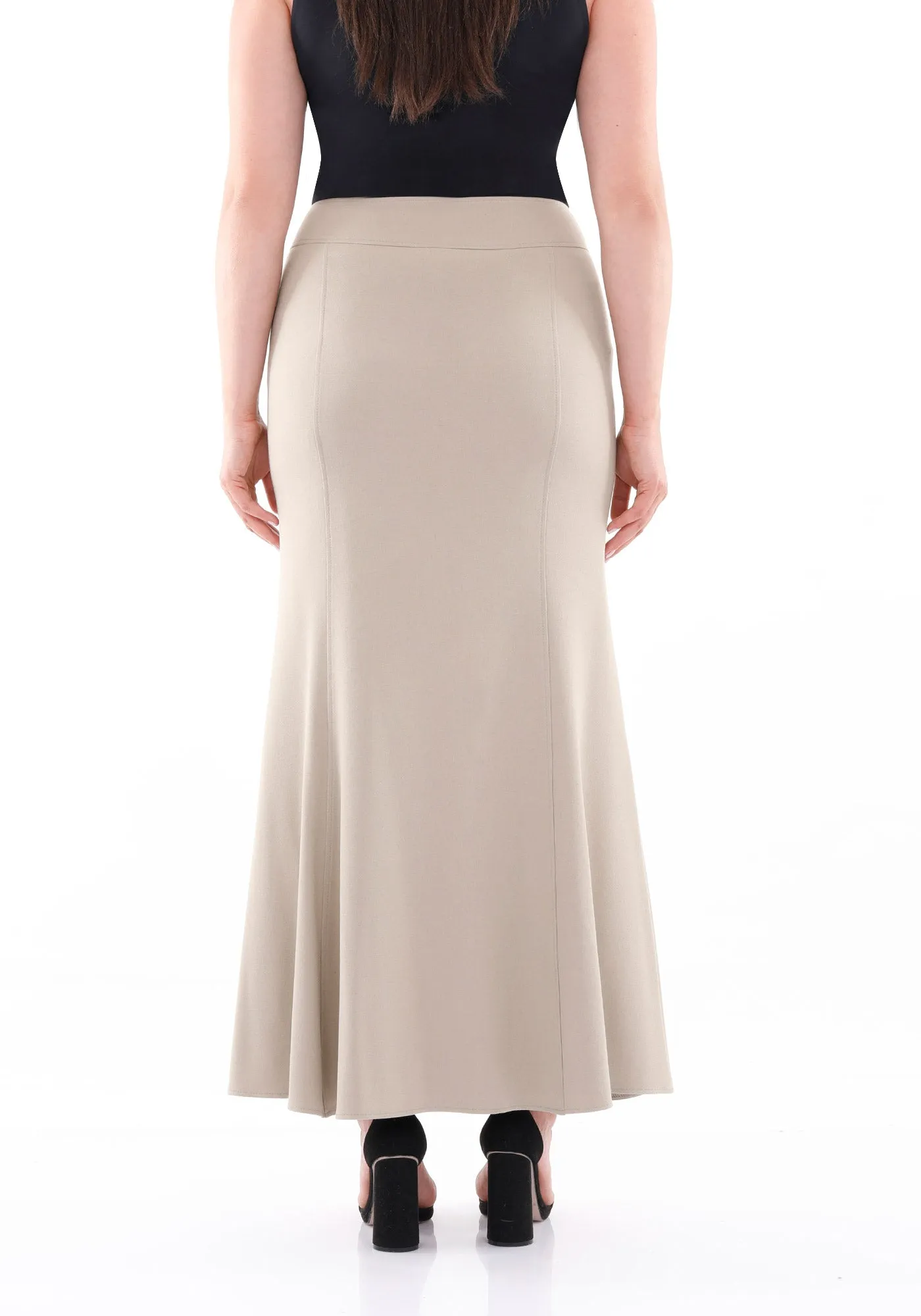 Beige Fishtail Maxi Skirt | Regular & Plus Size - G-Line