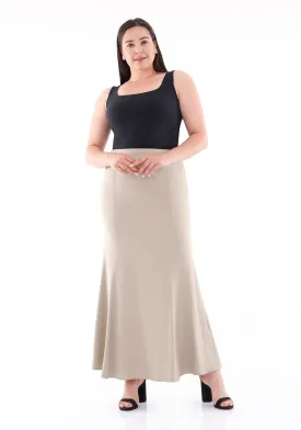 Beige Fishtail Maxi Skirt | Regular & Plus Size - G-Line