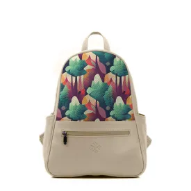 Beige Vivid Backpack Forest Pattern