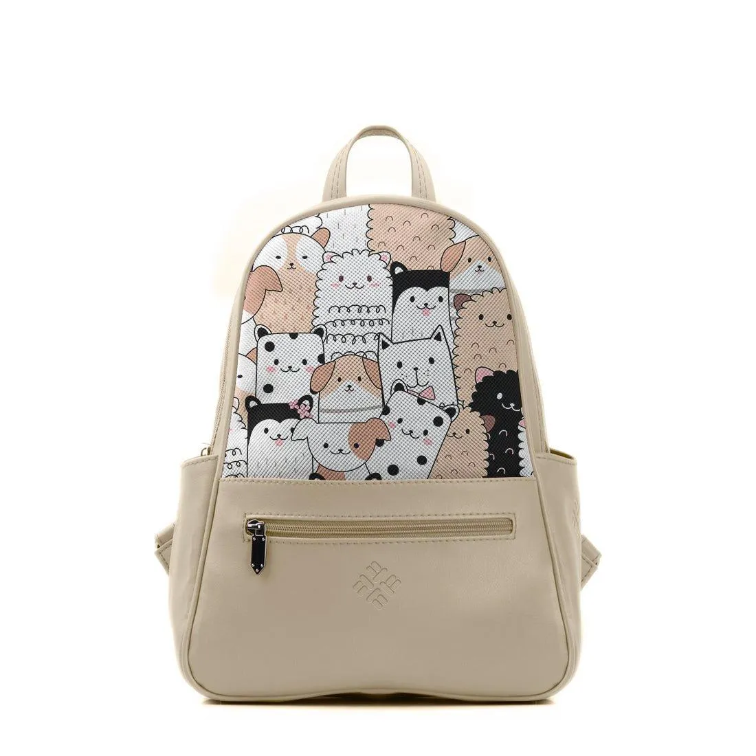 Beige Vivid Backpack kitties