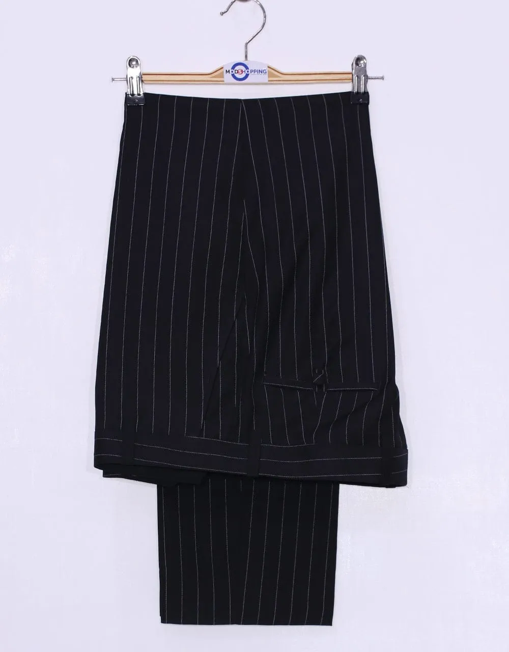 Black and White Pinstripe 4 Button Suit