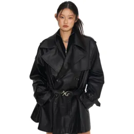 Black Emissary Leather Trenchcoat