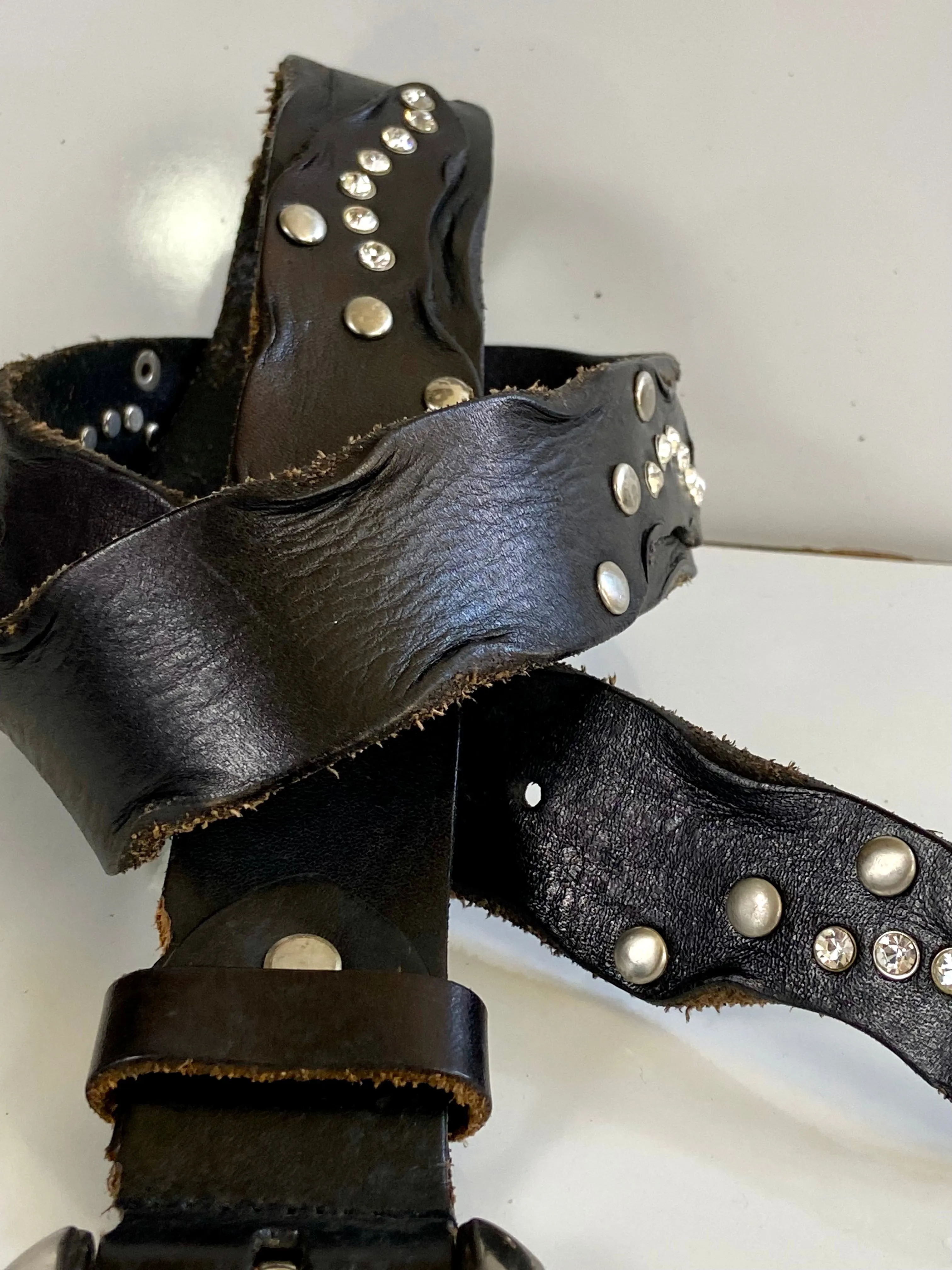 Black leather studded belt