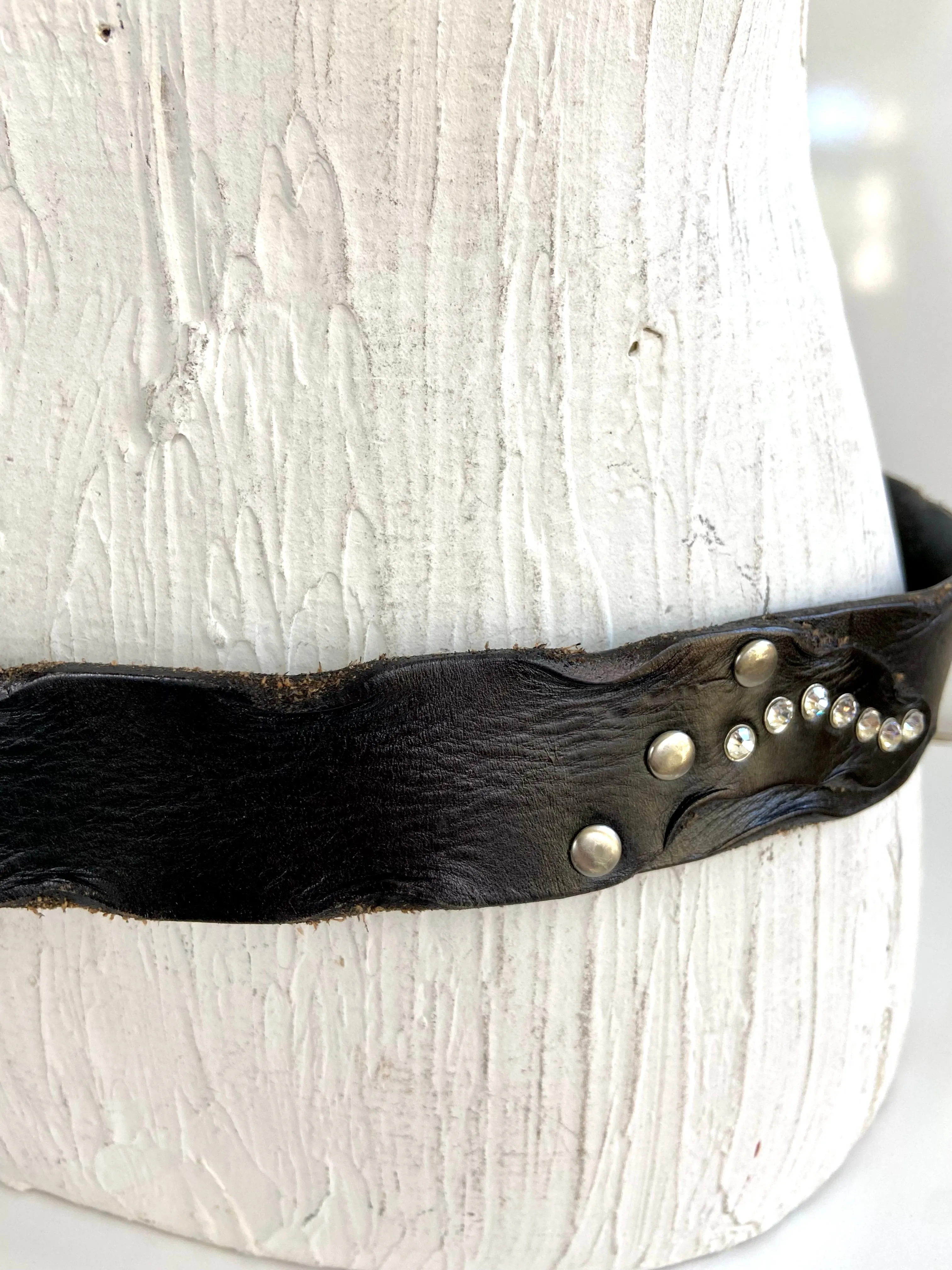 Black leather studded belt