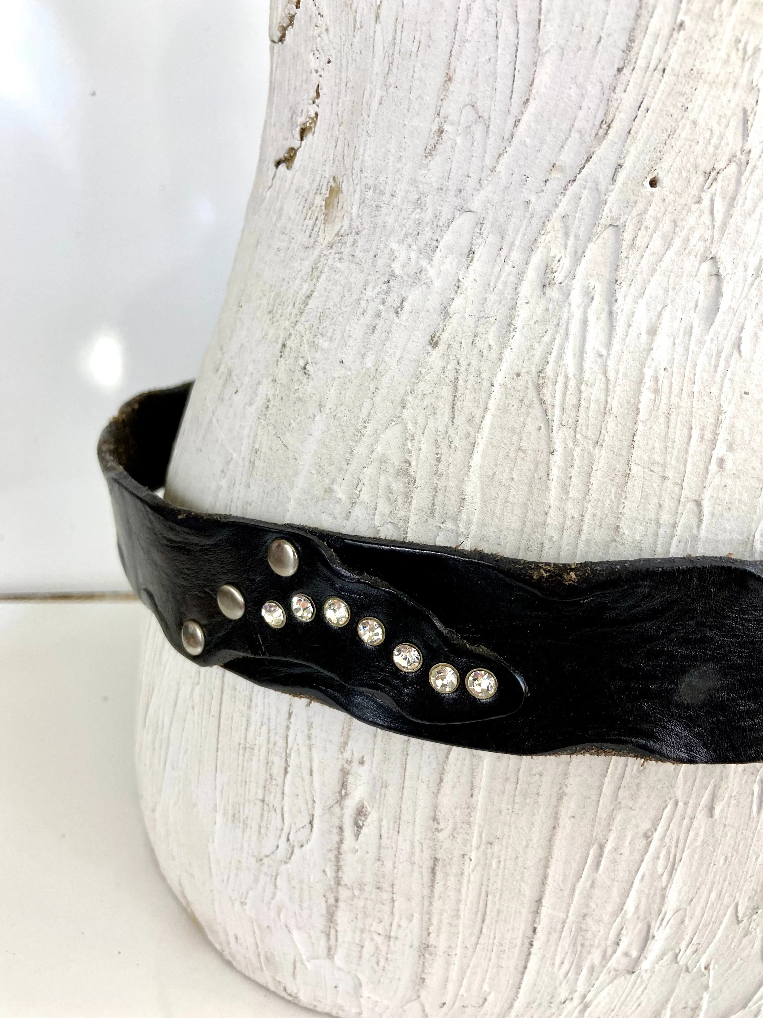 Black leather studded belt