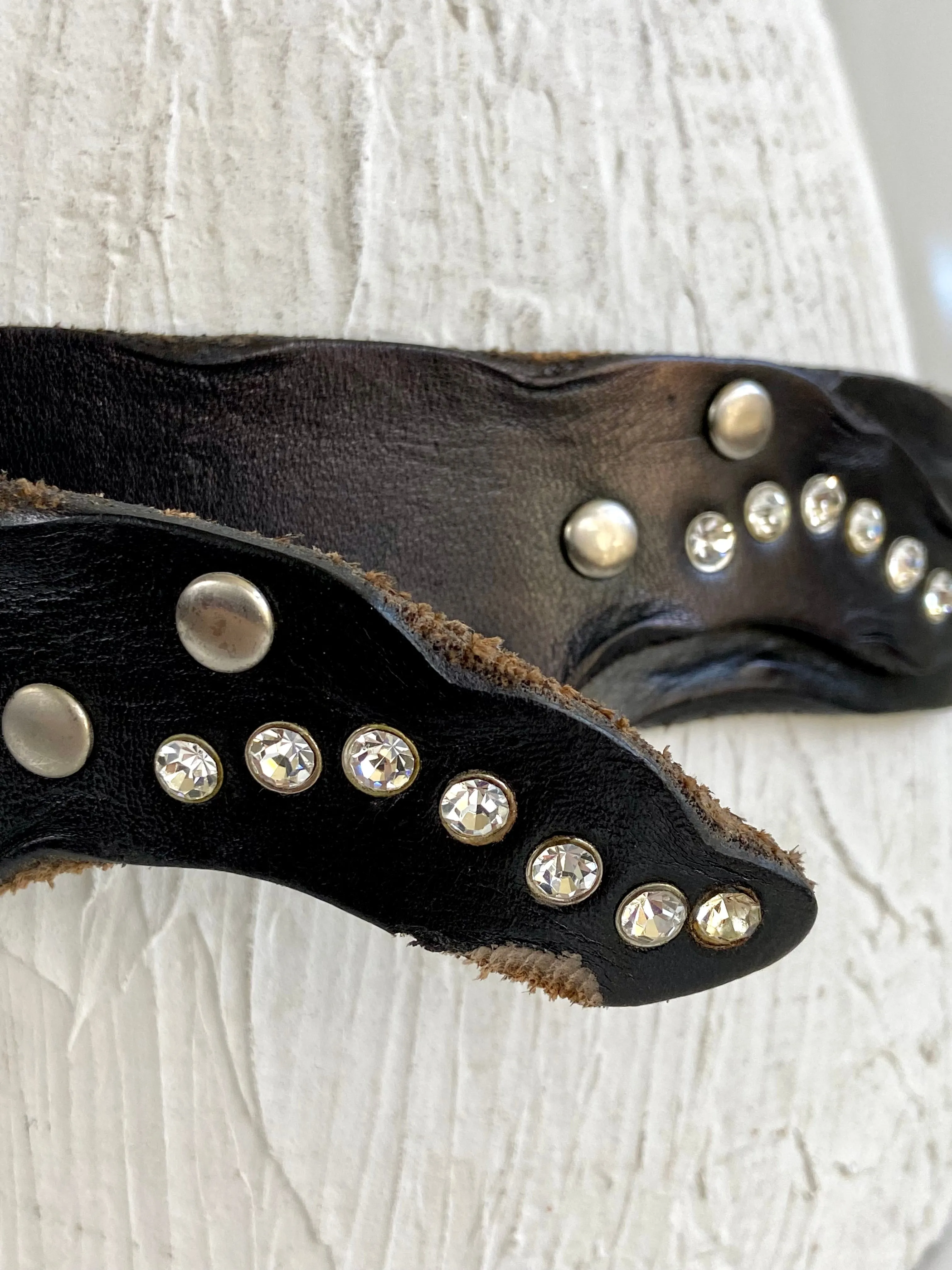 Black leather studded belt