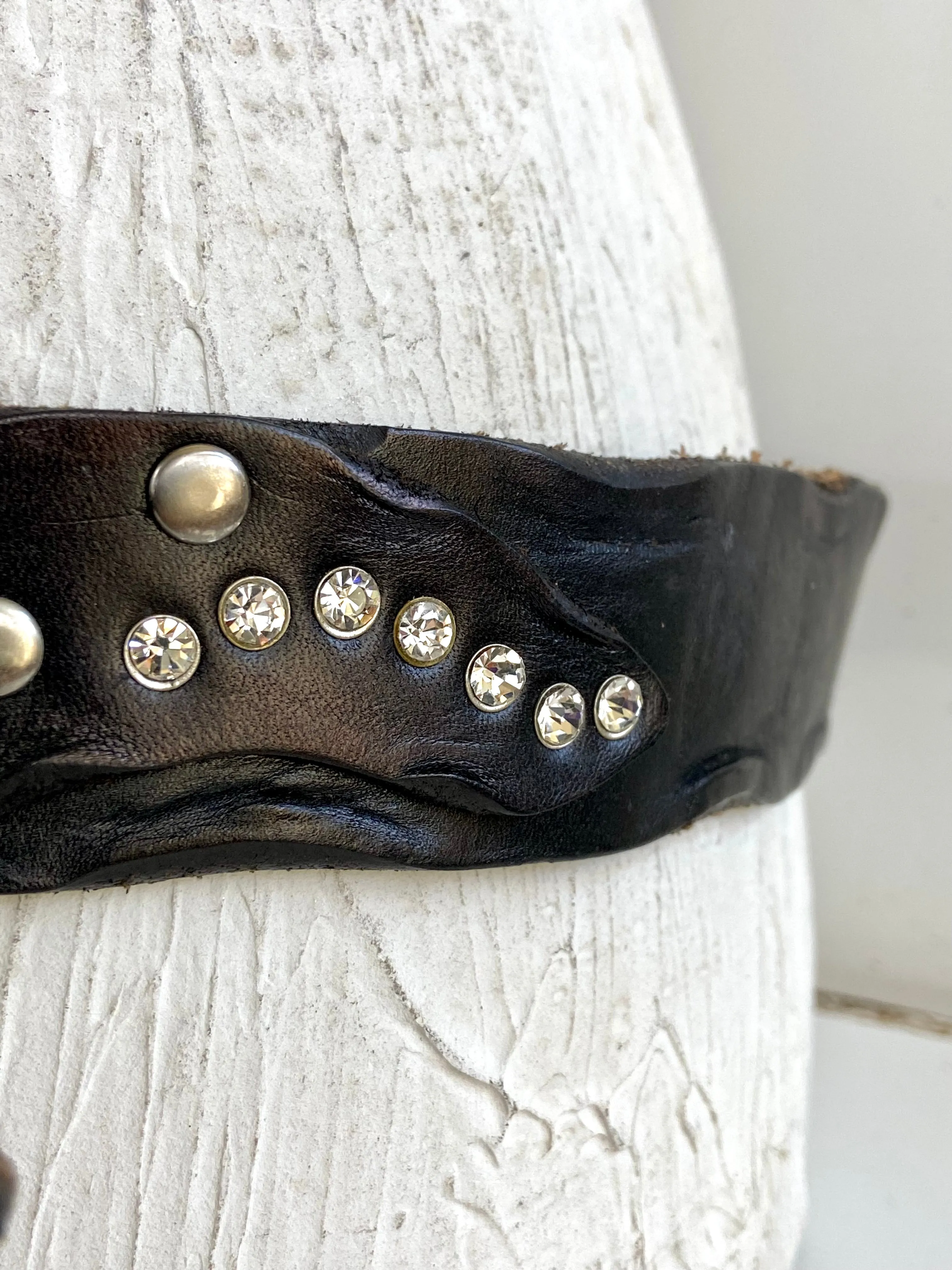 Black leather studded belt