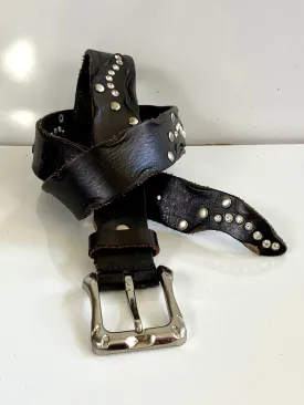 Black leather studded belt