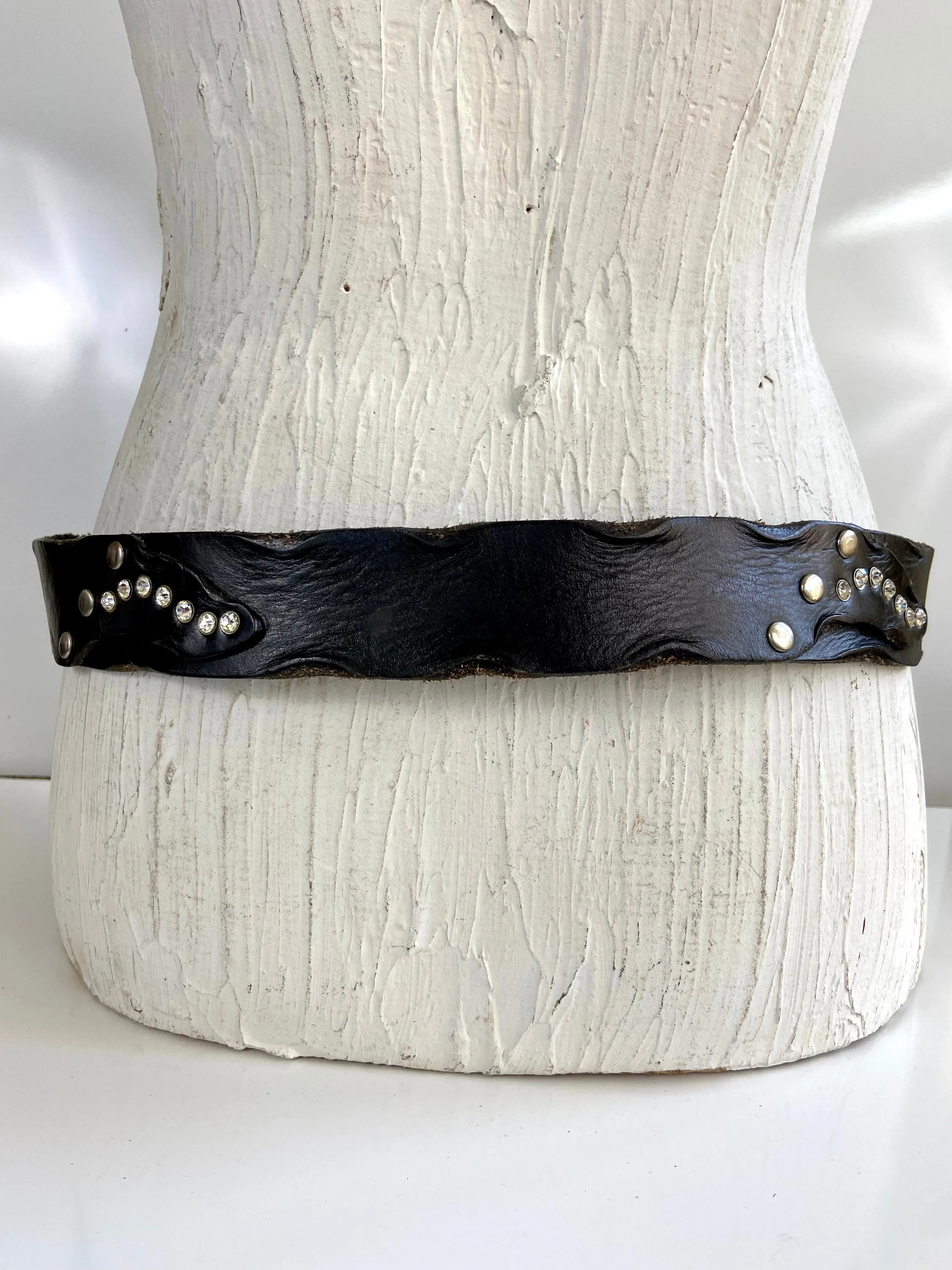 Black leather studded belt