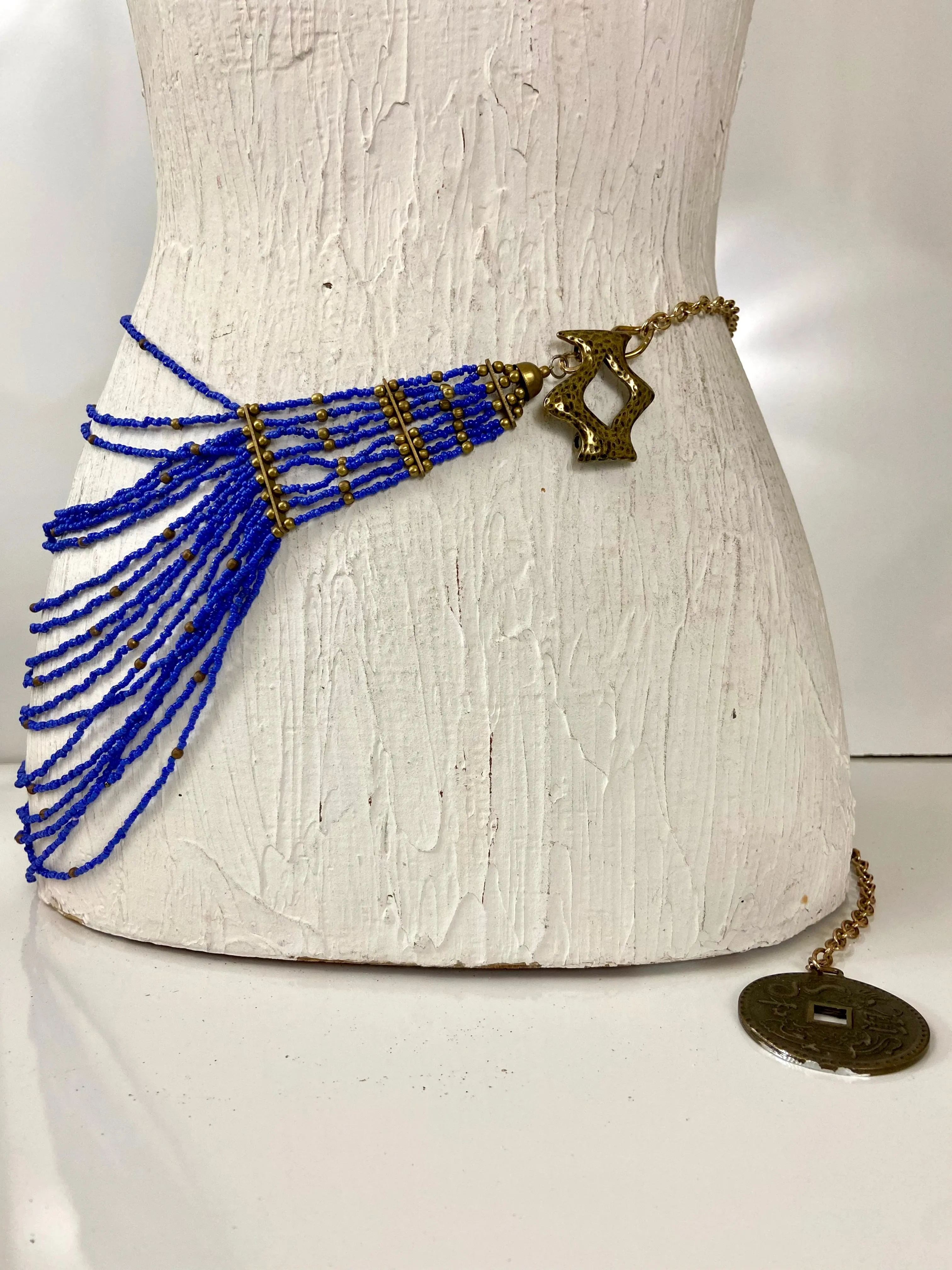 Blue beads belt