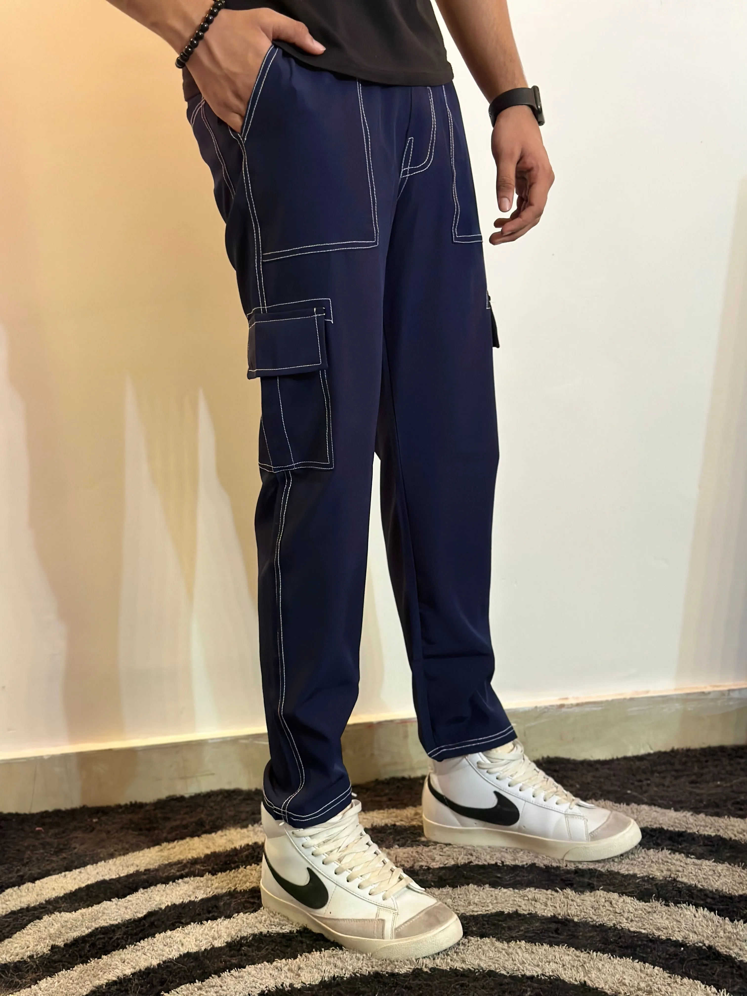 Blue - Cargo Pattern Joggers