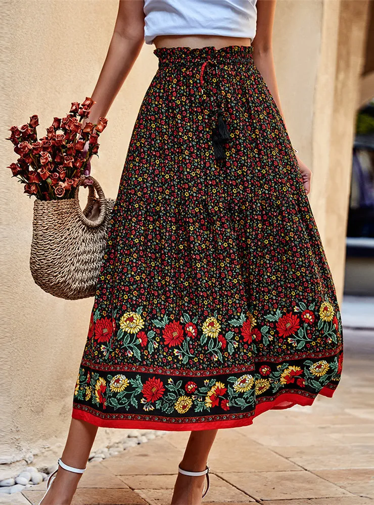 Bohemian Print Casual Skirt