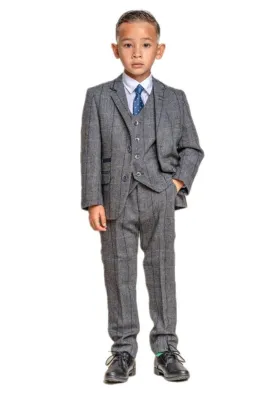 Boys Albert Grey Tweed Suit - Luxe Range