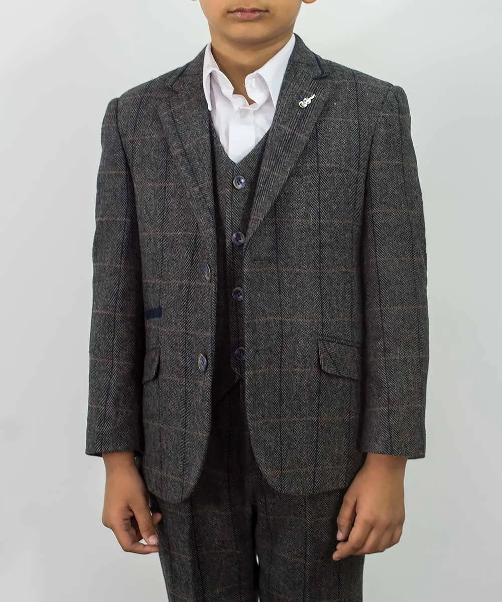 Boys Albert Grey Tweed Suit - Luxe Range