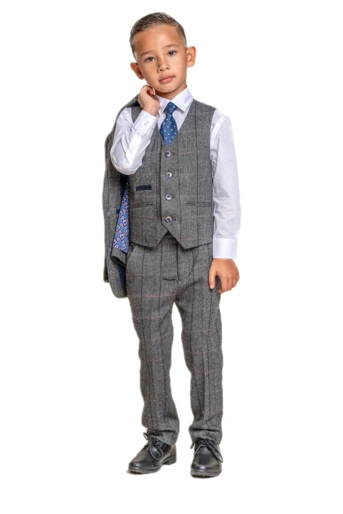 Boys Albert Grey Tweed Suit - Luxe Range