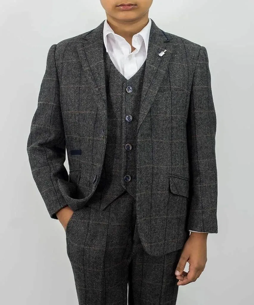 Boys Albert Grey Tweed Suit - Luxe Range