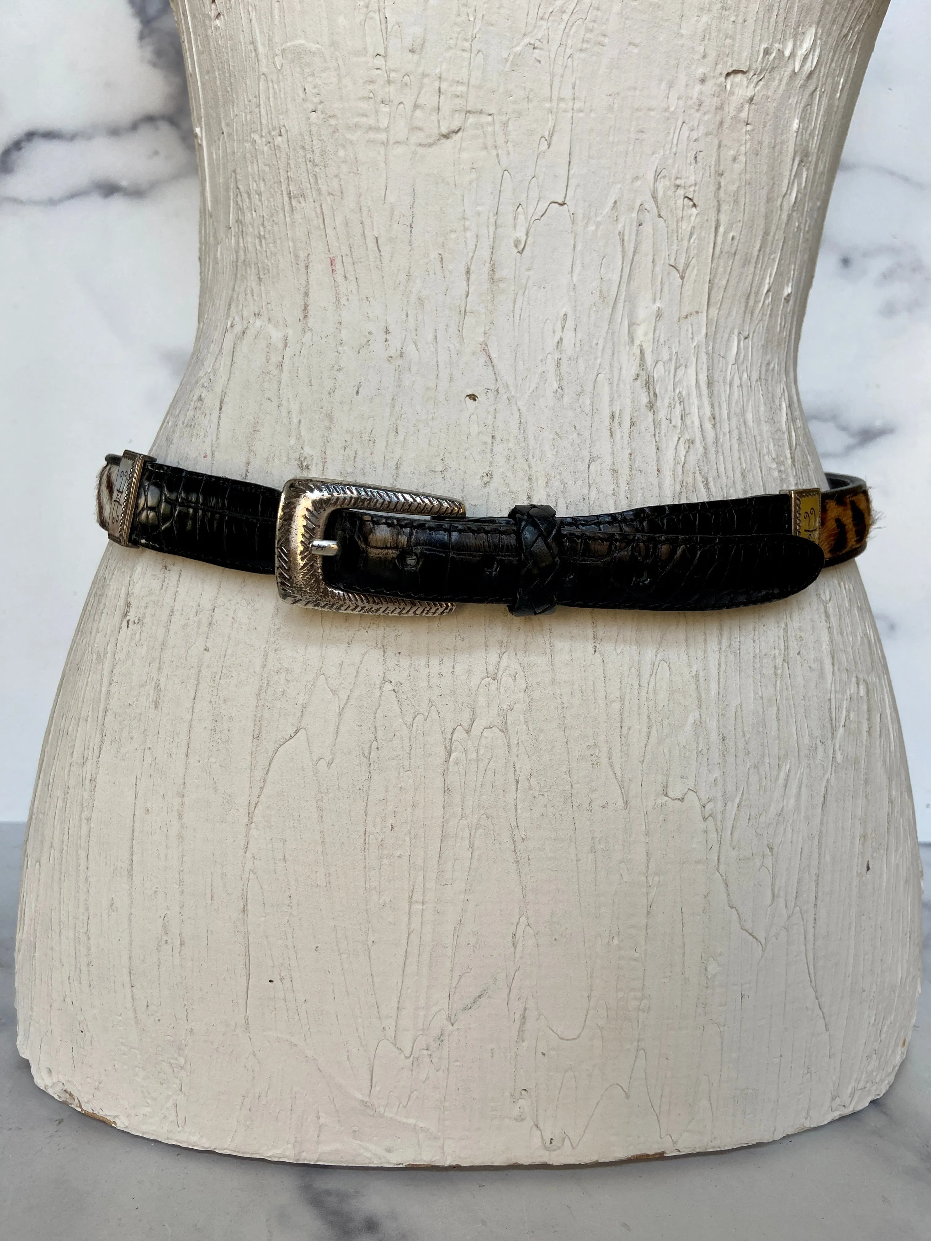 Brighton calf hair animal print belt