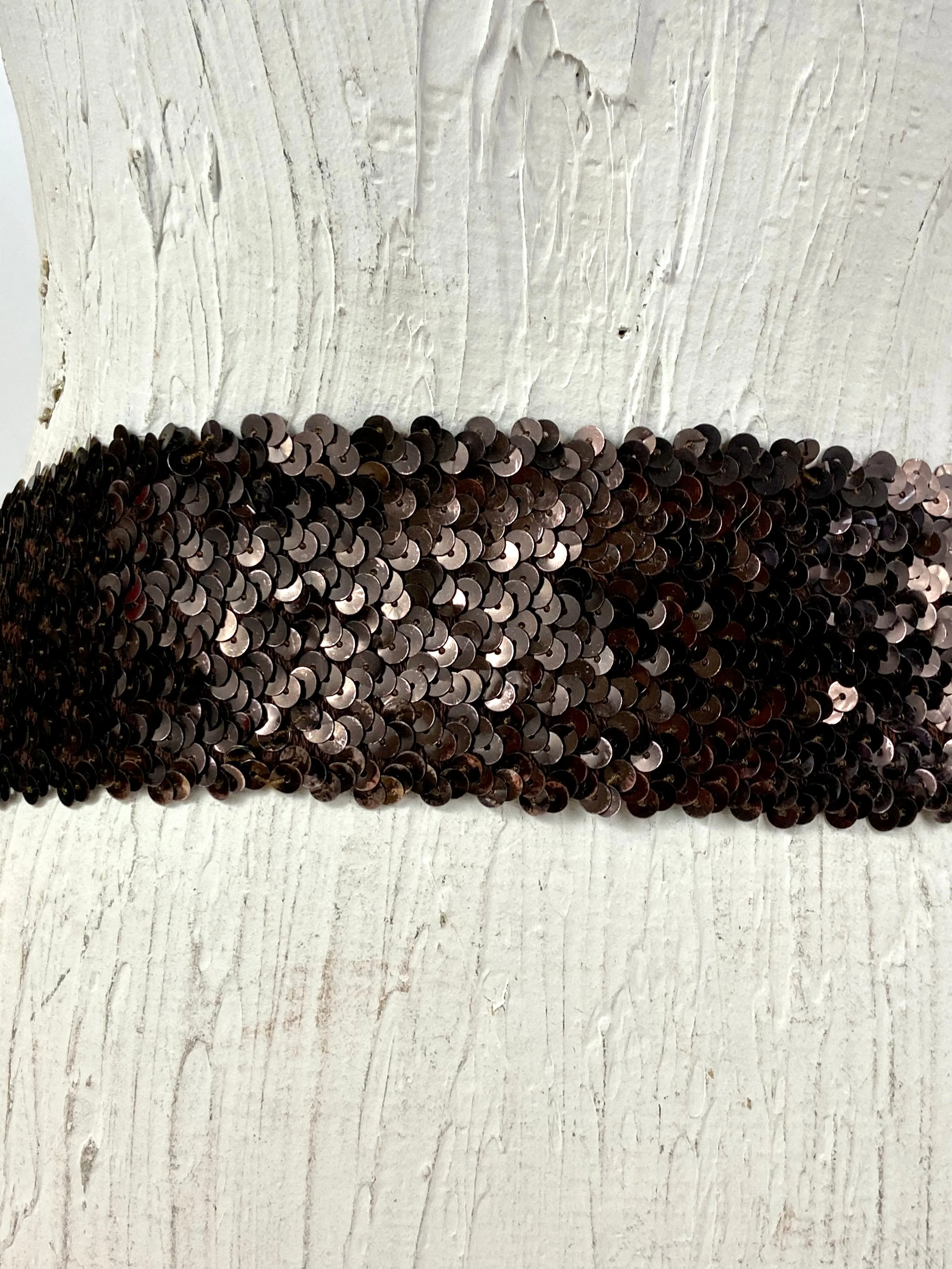 Bronzy stretchy sequins belt