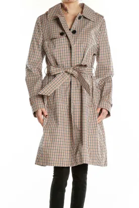 Brown Gingham Notch Lapel Coat