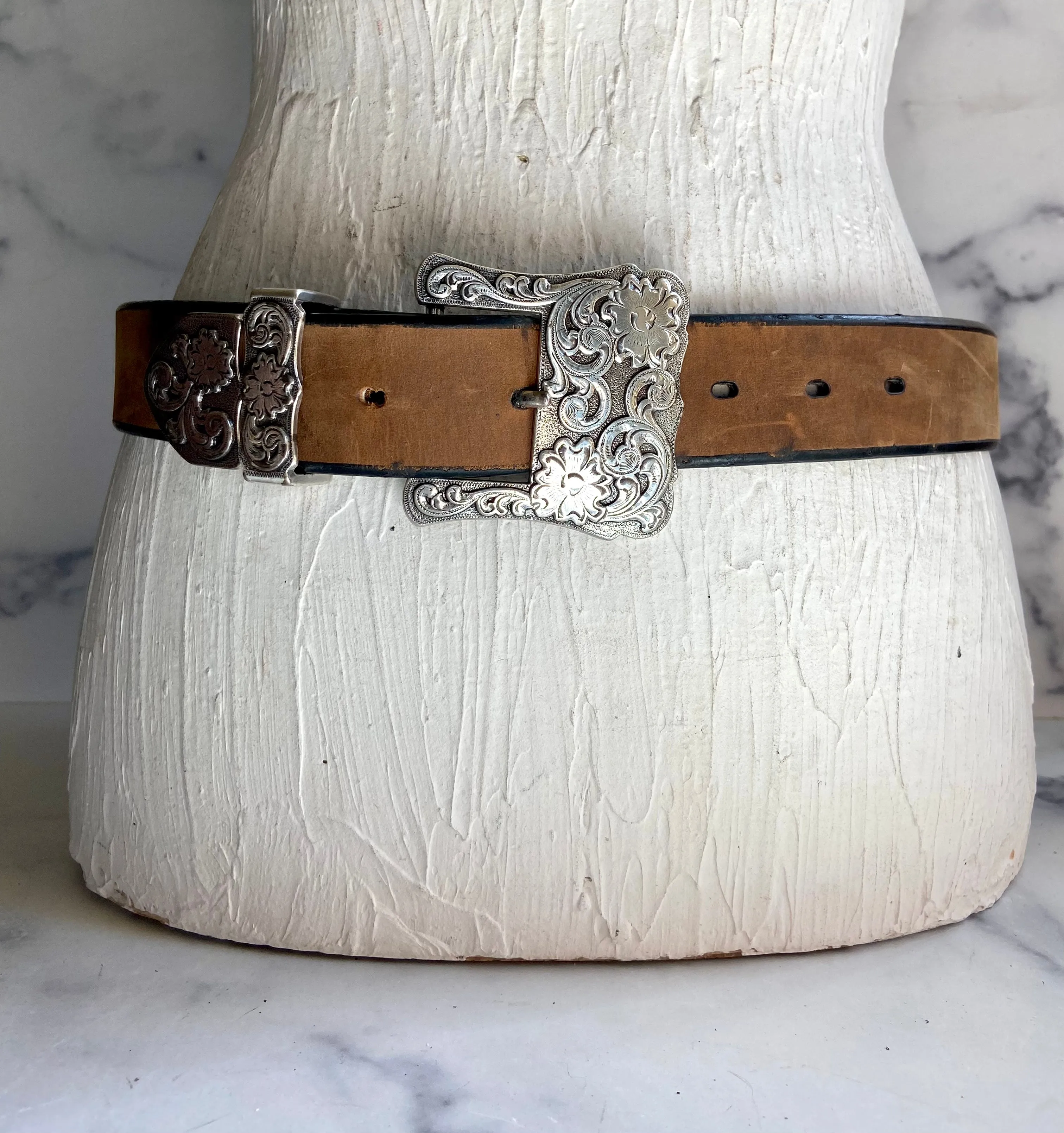 Brown leather belt