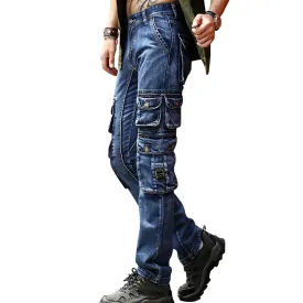 Cargo Multi Pockets Tactical Denim Casual Men Jeans