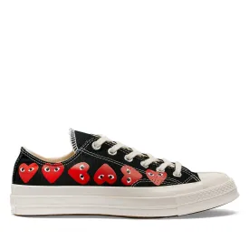 CdG PLAY Converse Multi Heart Black Low Top Sneakers