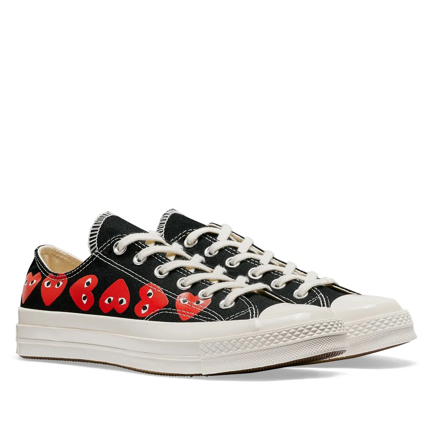 CdG PLAY Converse Multi Heart Black Low Top Sneakers