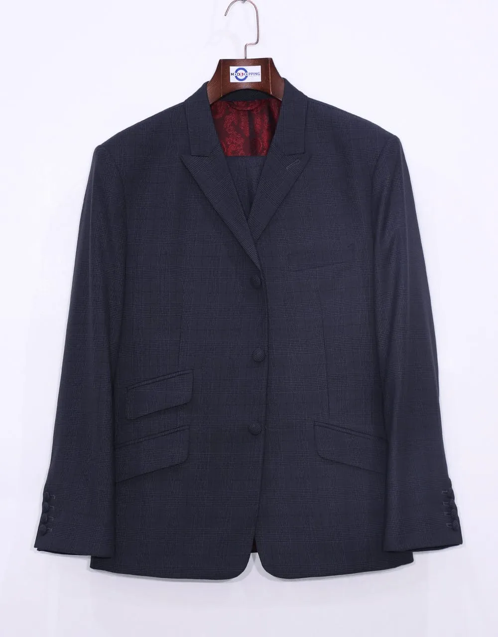 Charcoal Grey Prince Of Wales Check Peak Label Suit