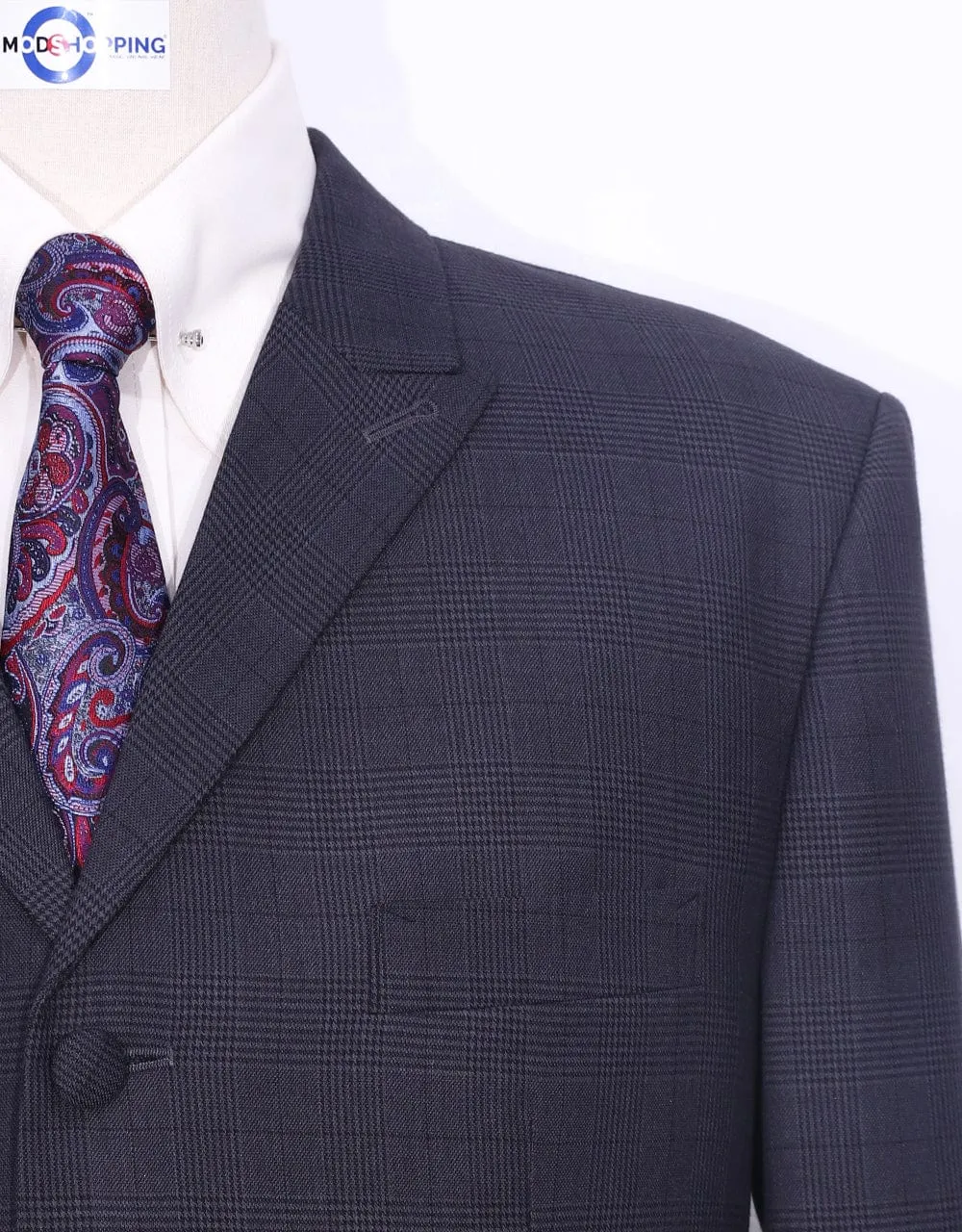 Charcoal Grey Prince Of Wales Check Peak Label Suit