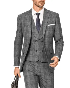 Checked Plaid Tweed 3 Pieces Men Dress Suits Dinner Jacket Bisiness Suits anzug herren CB0905