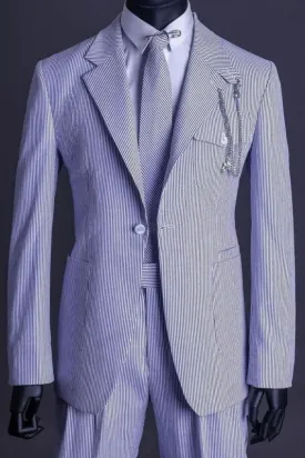 Clark Blue Stripe Notch Lapel Close-Fit Business Ensemble