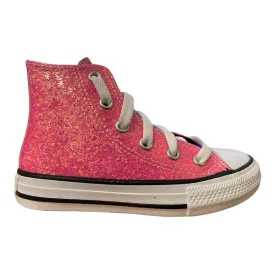 Converse scarpa sneakers da ragazza Chuck Taylor All Star Glitter  672098C rosa nero