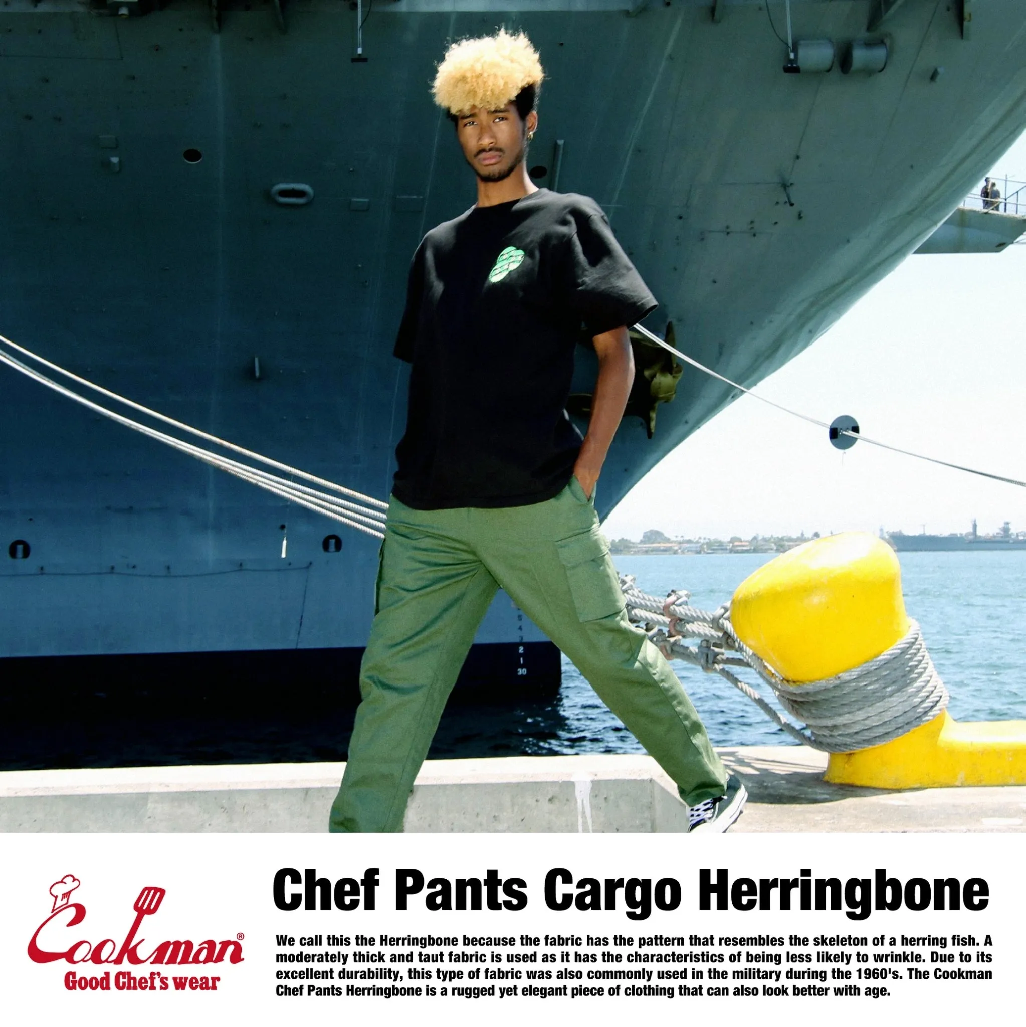 Cookman Chef Pants Cargo - Herringbone : Olive